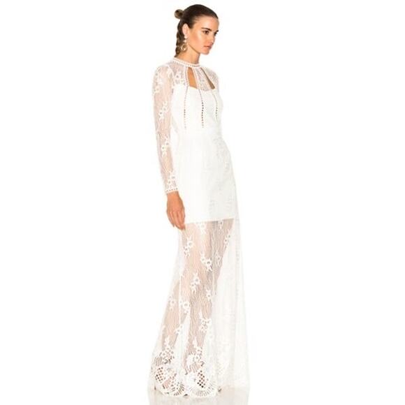 ALEXIS Guipure Lace PEARLY Ivory keyhole back Rizer Long Dress XS - Picture 15 of 16